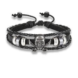 Кожаный браслет с пиратским черепом