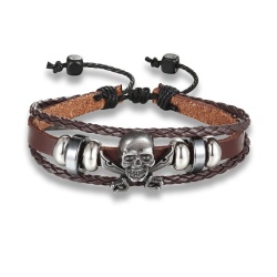 Кожаный браслет с пиратским черепом