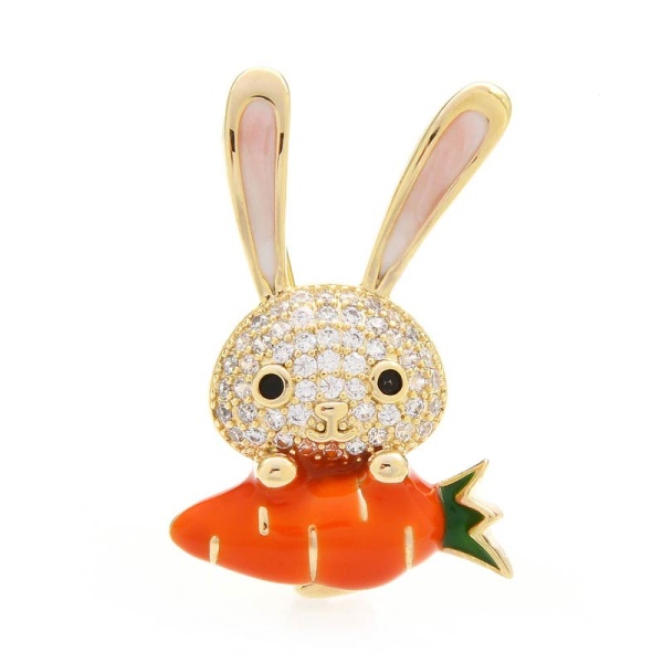 Брошь Зайчик с морковкой
