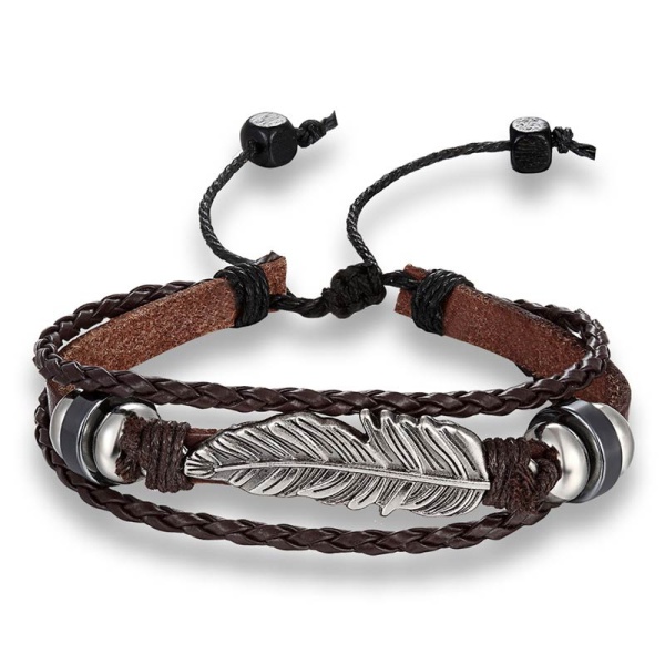 Кожаный браслет с Пером
