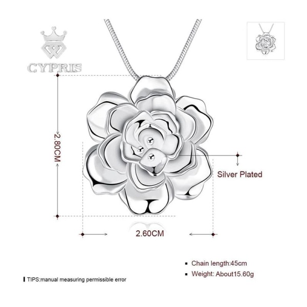 Кулон с цепочкой Роза посеребренный