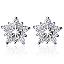 Серьги гвоздики Crystal Star посеребренные