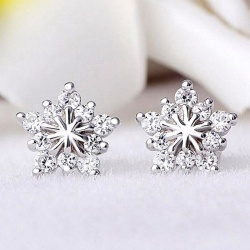 Серьги гвоздики Crystal Star посеребренные