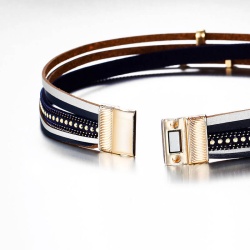 Кожаный браслет Trendy синего цвета