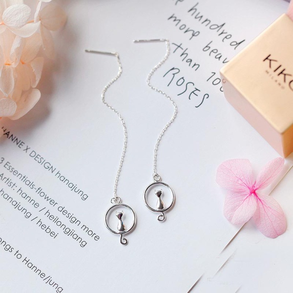 Серьги протяжки котик