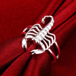 Кольцо Скорпион посеребренное