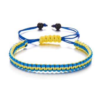 Браслет из шнура Украина желто-голубой плетение lan-2786