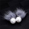 Серьги гвоздики с мехом норки Жемчужина