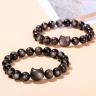 Браслет из натурального обсидиана Черный кот lan-2987
