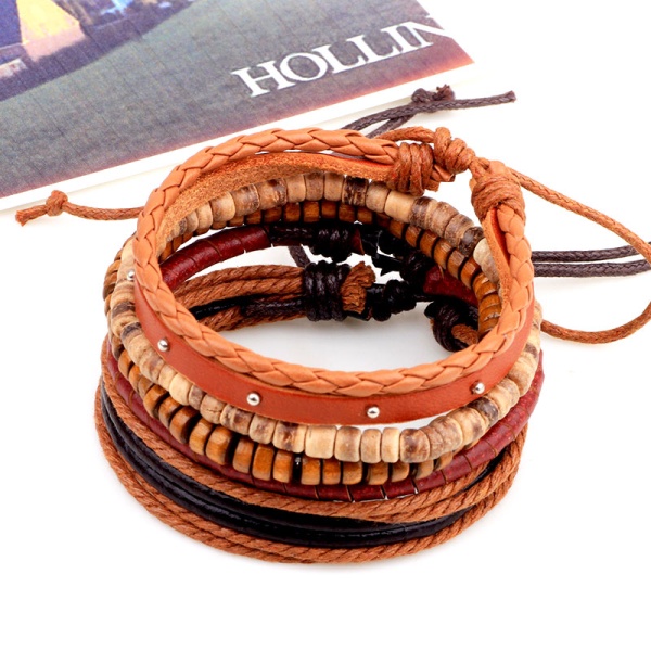 Шкіряний браслет Достаток (набір з 5 штук)