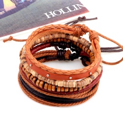 Шкіряний браслет Достаток (набір з 5 штук)