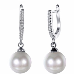 Серьги подвески посеребрённые Жемчужина