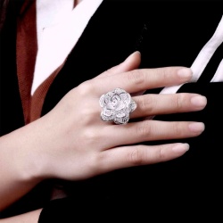 Кольцо Ажурный цветок посеребренное