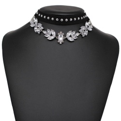 Замшевый чокер кристальный лист комплект из 2 шт lan-1377