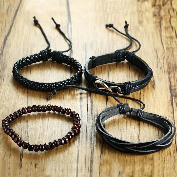 Комплект шкіряних браслетів Нескінченність lan-3144