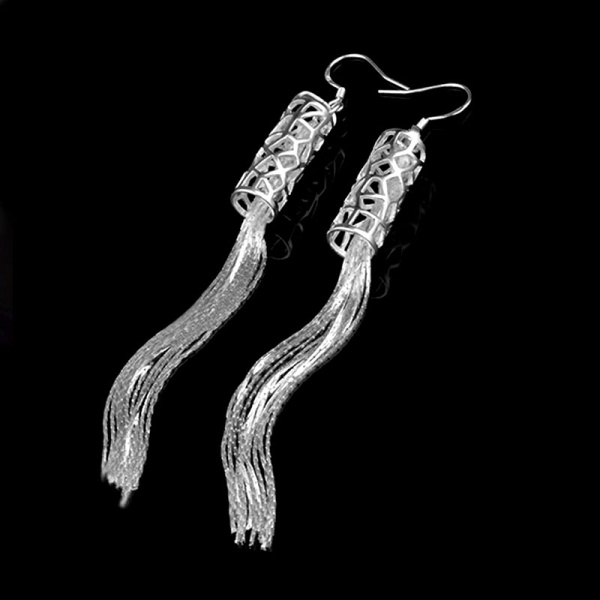 Длинные серьги Tube посеребренные