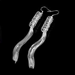 Длинные серьги Tube посеребренные