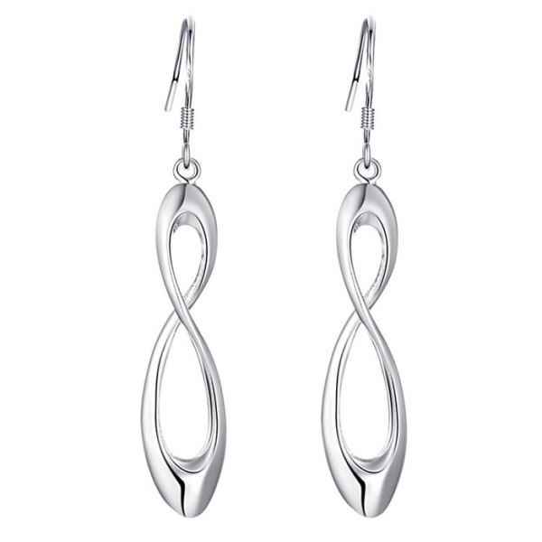 Серьги подвески Бесконечность посеребренные