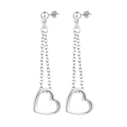 Длинные серьги Сердце посеребренные