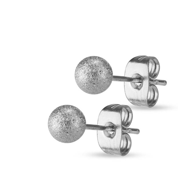 Серьги гвоздики из стали Spikes Шар сатин текстура