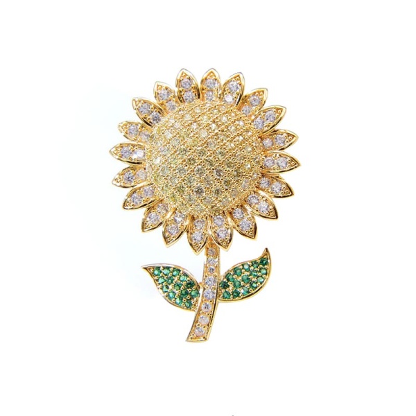 Брошь подсолнух с кристаллами lan-3148