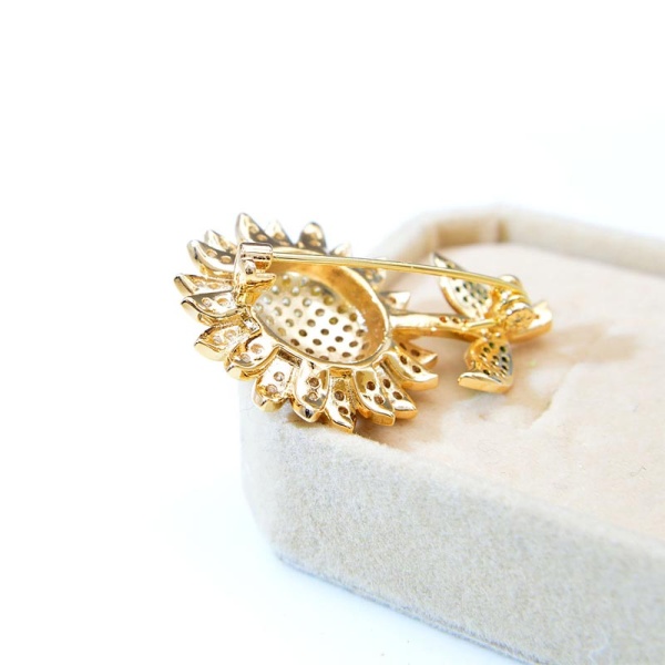 Брошь подсолнух с кристаллами lan-3148