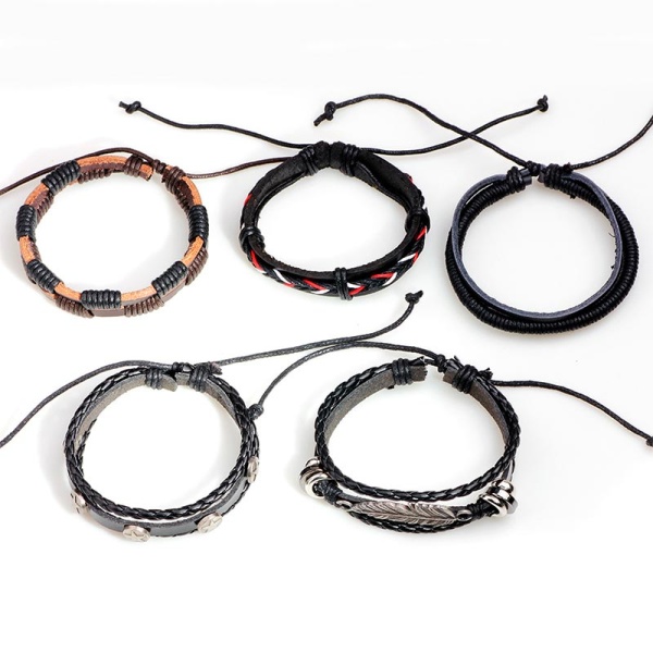 Набір шкіряних браслетів Перо 5 шт. lan-2990