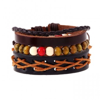 Набір шкіряних браслетів lan – 145 коричневого кольору