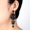 Вечерние серьги с камнями Black Crystal чёрного цвета