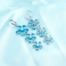 Длинные серьги Blue flowers серебристого цвета