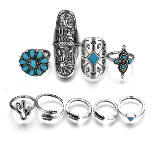 Кольца в бохо стиле Bohemian набор (9 штук)