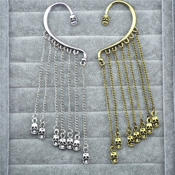 Кафф без прокола Череп с цепочками