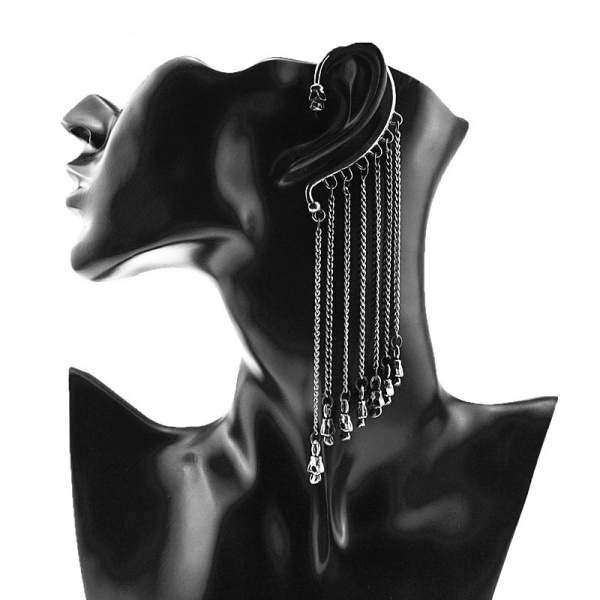 Кафф без прокола Череп с цепочками