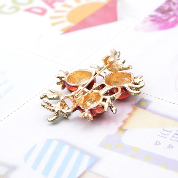 Брошка гранатова гілка lan-3149