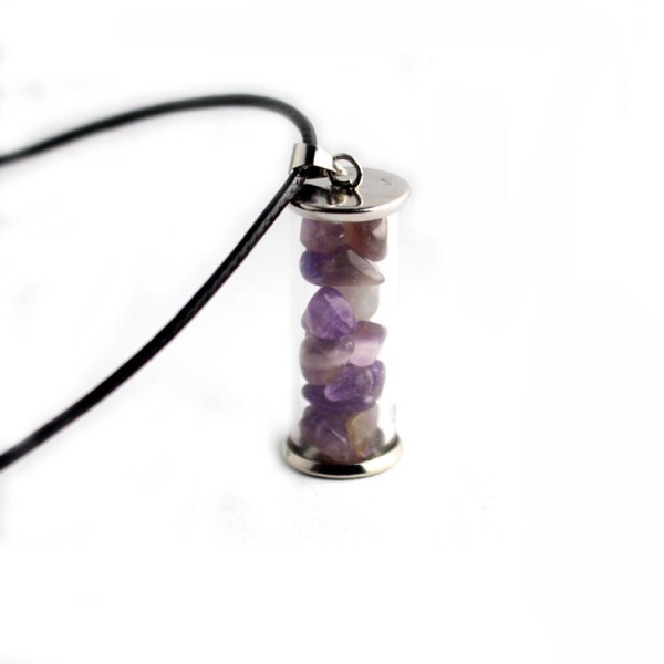 Кулон Аметист крихта на чорному шнурку