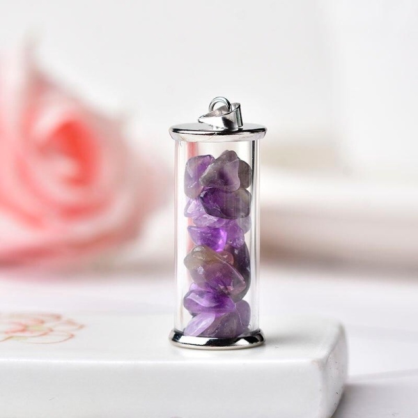 Кулон Аметист крихта на чорному шнурку