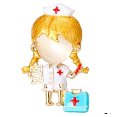 Брошь медсестра с сумкой в белом халате lan-3091