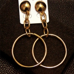 Сережки каблучки Аманда з ланцюжком золотистого кольору