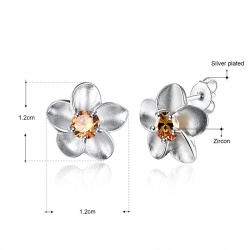 Серьги гвоздики Цветок посеребренные