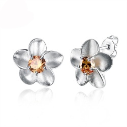 Серьги гвоздики Цветок посеребренные
