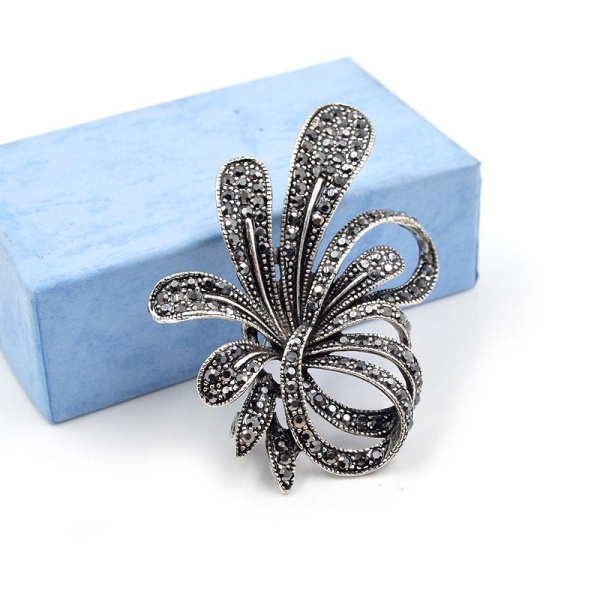Брошь Завитки с марказитами lan-3150