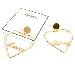 Сережки кільця Серце з написом Love