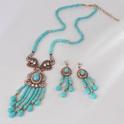 Набор украшений: колье и серьги Bohemian с бирюзой