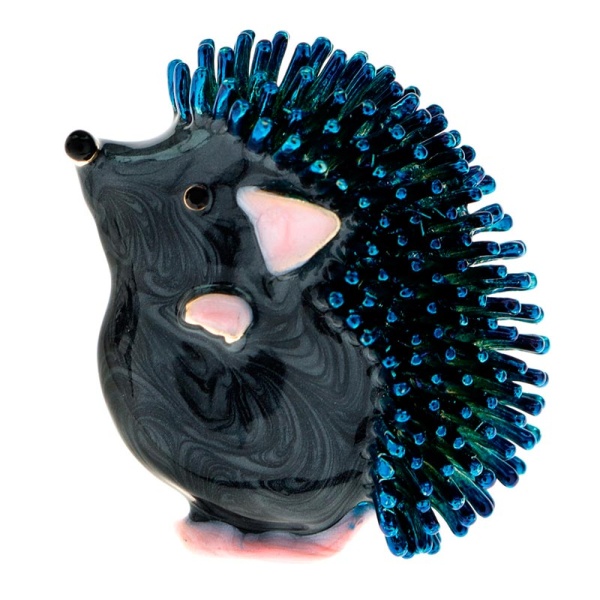 Брошь модный Ежик синие иголки