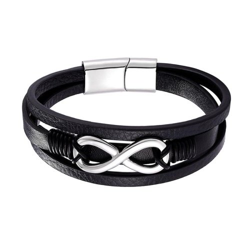 Мужской кожаный браслет большая Бесконечность lan-2784