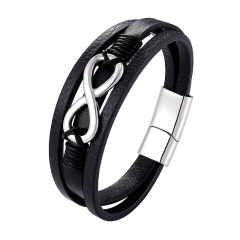 Мужской кожаный браслет большая Бесконечность lan-2784