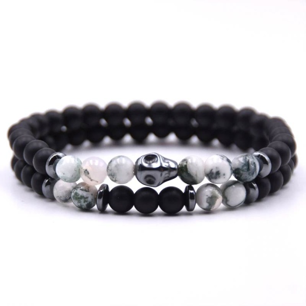 Браслеты из шунгита с мрамором Череп lan-2891