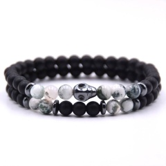 Браслеты из шунгита с мрамором Череп lan-2891