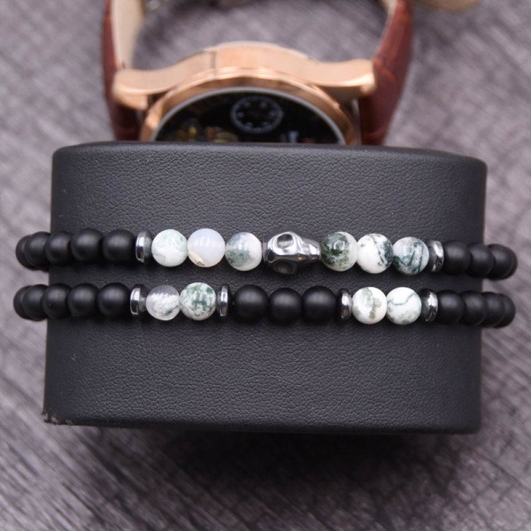 Браслеты из шунгита с мрамором Череп lan-2891