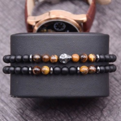 Браслети із шунгіту з тигровим каменем Череп lan-2892